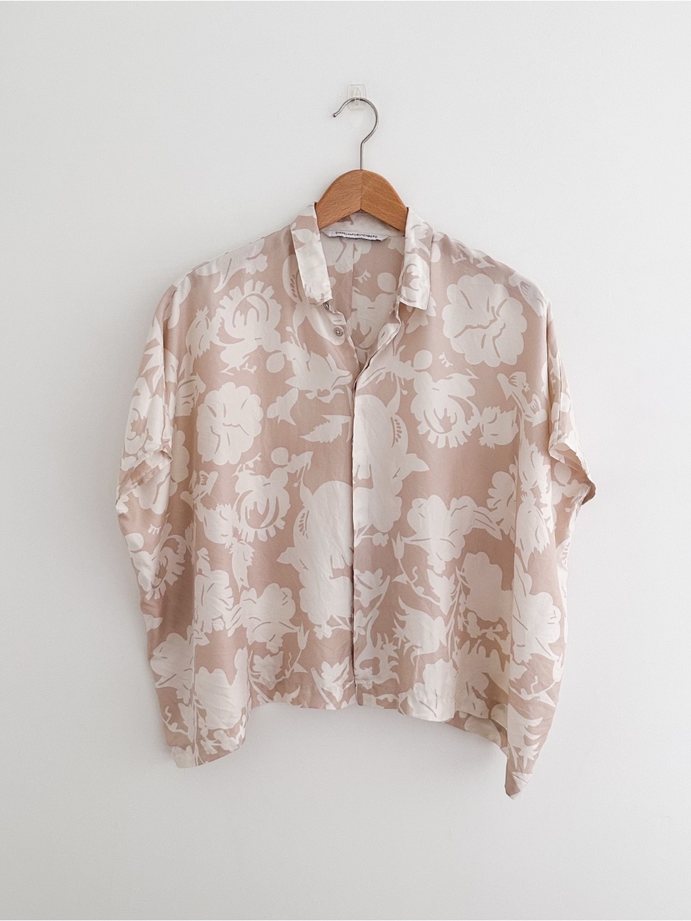 DVF Diane Von Furstenberg Eris Silk Top Botanical Print Oversized Boxy Size M